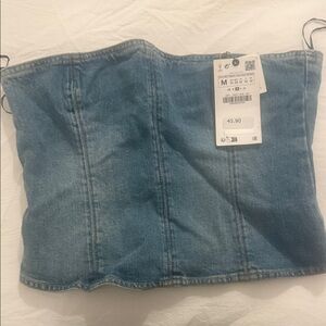 Zara Women's Denim Blue Tube Top